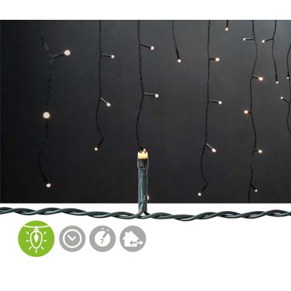 LED-Lichtervorhang für den Außenbereich, 180 LEDs / 7 Funktionen, 10,9 m, IP44, warmweiß