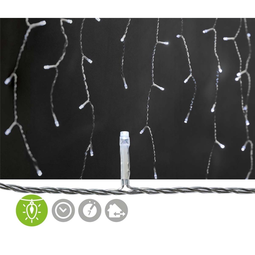 LED Außen-Weihnachtsvorhang 180xLED/7 Funktionen 10,9m IP44 kaltweiß