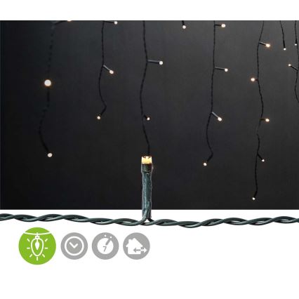 Weihnachtlicher LED-Outdoor-Lichtervorhang 360xLED / 7 Funktionen 14m IP44 warmweiß