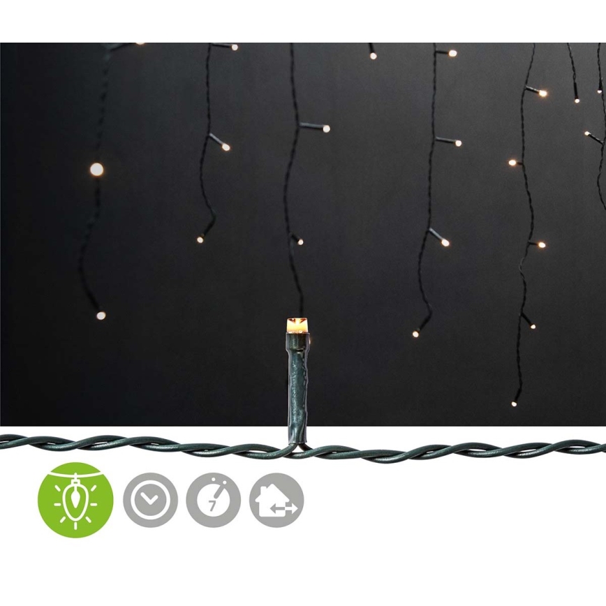 Weihnachtlicher LED-Outdoor-Lichtervorhang 360xLED / 7 Funktionen 14m IP44 warmweiß