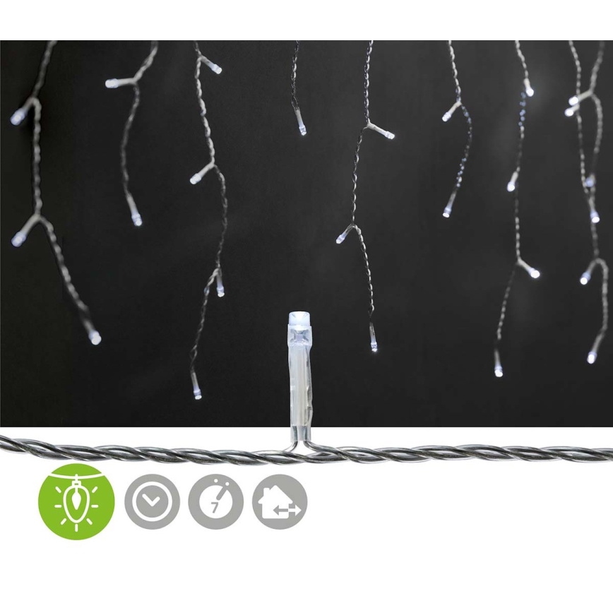 LED Außen-Weihnachts-Lichtervorhang 360xLED/7 Funktionen 14 m IP44 Kaltweiß