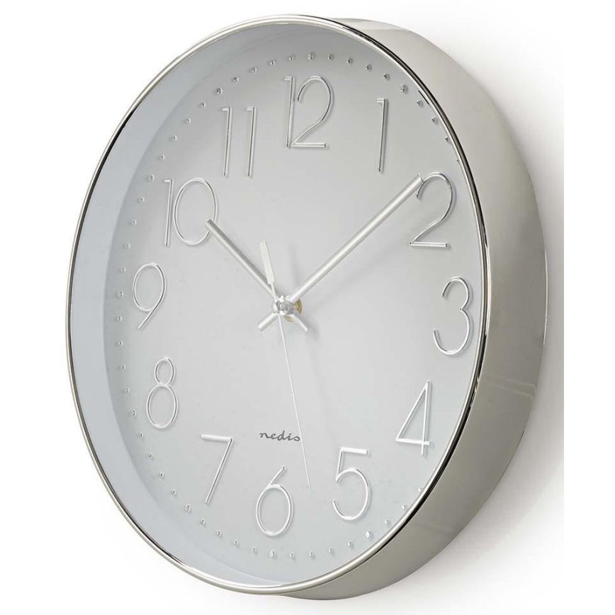 Wanduhr 1xAA weiß/silber