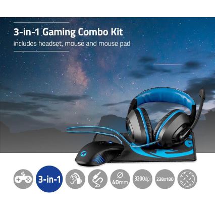 Gaming Set 3in1 schwarz/blau