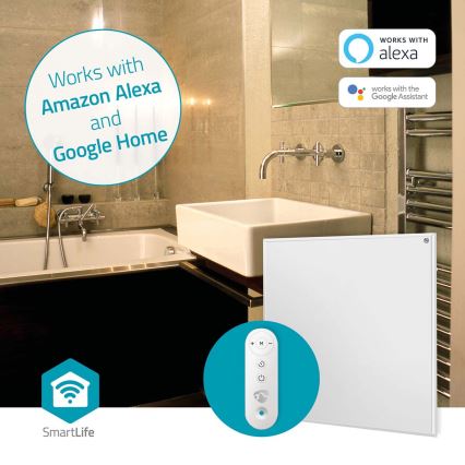Infrarot-Heizpanel 350W/230V 59,8x62 cm IP44 Wi-Fi Tuya + Fernbedienung