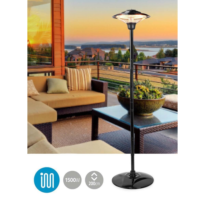 Elektrischer Außenheizer mit Ständer 200 cm 1500W/230V Terrassen-Infrarotstrahler IP34