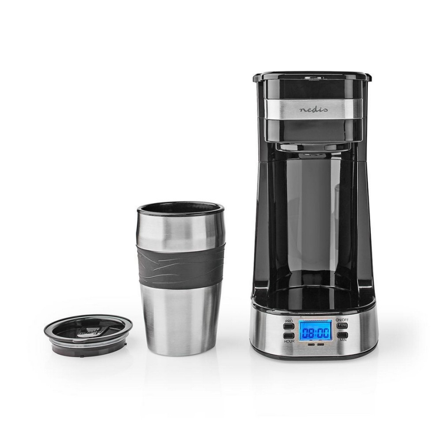 Ein-Tassen-Kaffeemaschine (0,4 l) mit Timer und Thermobecher
