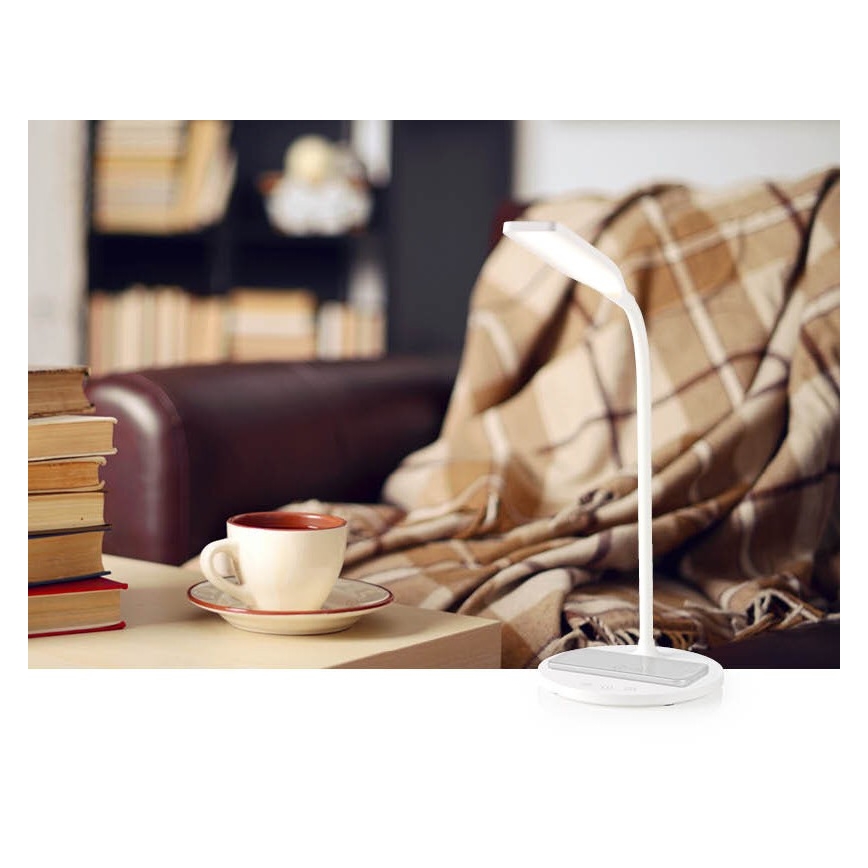 Dimmbare flexible LED-Tischleuchte mit Touch-Funktion 15W kabellose Aufladung Qi LED/5,5W/230V 2700-6500K weiß