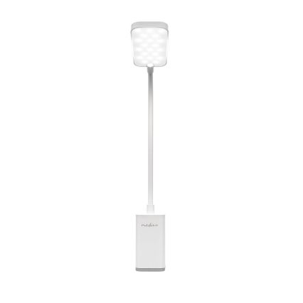 Dimmbare, wiederaufladbare Touch-LED-Tischlampe mit Clip, flexibel, LED/5W/1200 mAh, weiß