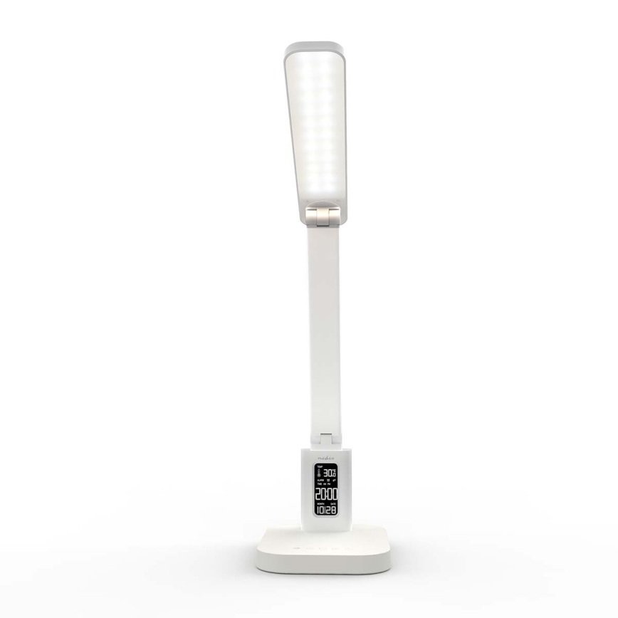 Dimm- und wiederaufladbare Touch-Tischlampe mit Display, LED/7,5W/1200 mAh, 3000/4000/5700K, CRI 90, weiß