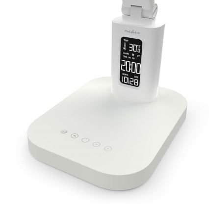 Dimm- und wiederaufladbare Touch-Tischlampe mit Display, LED/7,5W/1200 mAh, 3000/4000/5700K, CRI 90, weiß