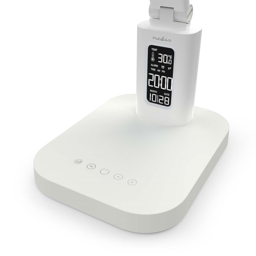 Dimm- und wiederaufladbare Touch-Tischlampe mit Display, LED/7,5W/1200 mAh, 3000/4000/5700K, CRI 90, weiß