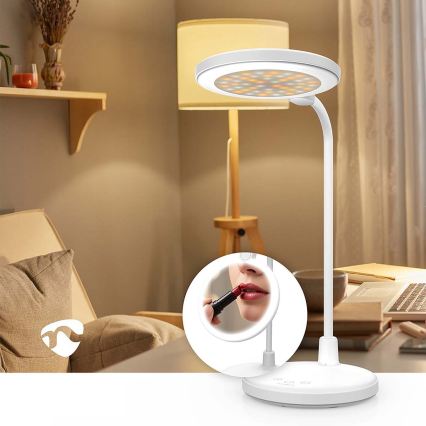 LED-dimmbare, wiederaufladbare Touch-Lampe mit Spiegel LED/6W/1200 mAh 3000/4000/5700K CRI 90 weiß