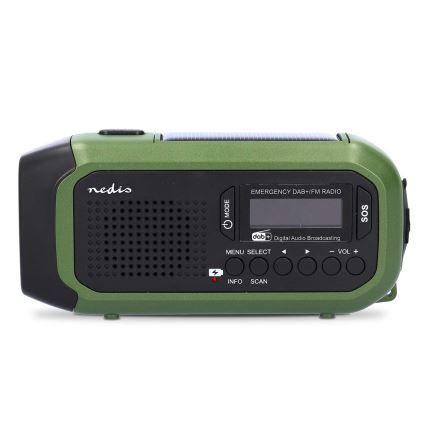 DAB+/FM-Kurbelradio mit Solarpanel und LED-Taschenlampe, 5 V/2500 mAh, grün/schwarz