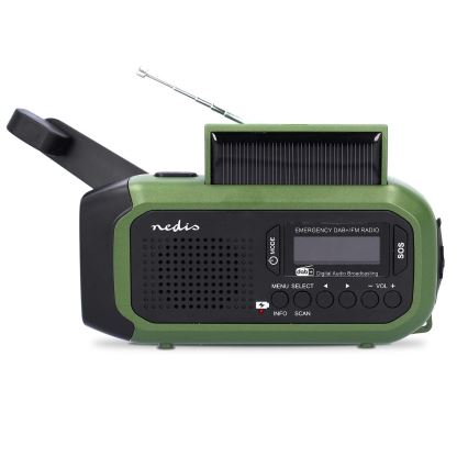 DAB+/FM-Kurbelradio mit Solarpanel und LED-Taschenlampe, 5 V/2500 mAh, grün/schwarz