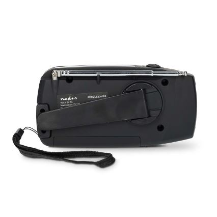 Kurbelbetriebenes AM/FM-Radio mit Solarpanel und integrierter LED-Taschenlampe, 2000-mAh-Akku