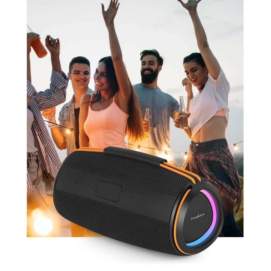 Wiederaufladbarer LED-Lautsprecher 60 W / 2000 mAh, IPX4, schwarz