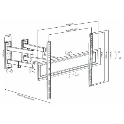 Wandhalterung für TV Full Motion 30-70”