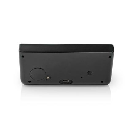 Wecker mit LCD-Anzeige und kabellosem Ladegerät 15W/230V + 1xCR2032 schwarz