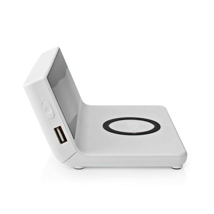 Wecker mit LCD-Display und kabellosem Ladegerät 15W/5V + 1xCR2032 weiß