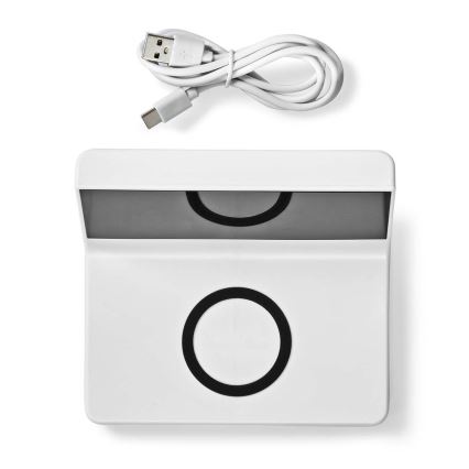 Wecker mit LCD-Display und kabellosem Ladegerät 15W/5V + 1xCR2032 weiß