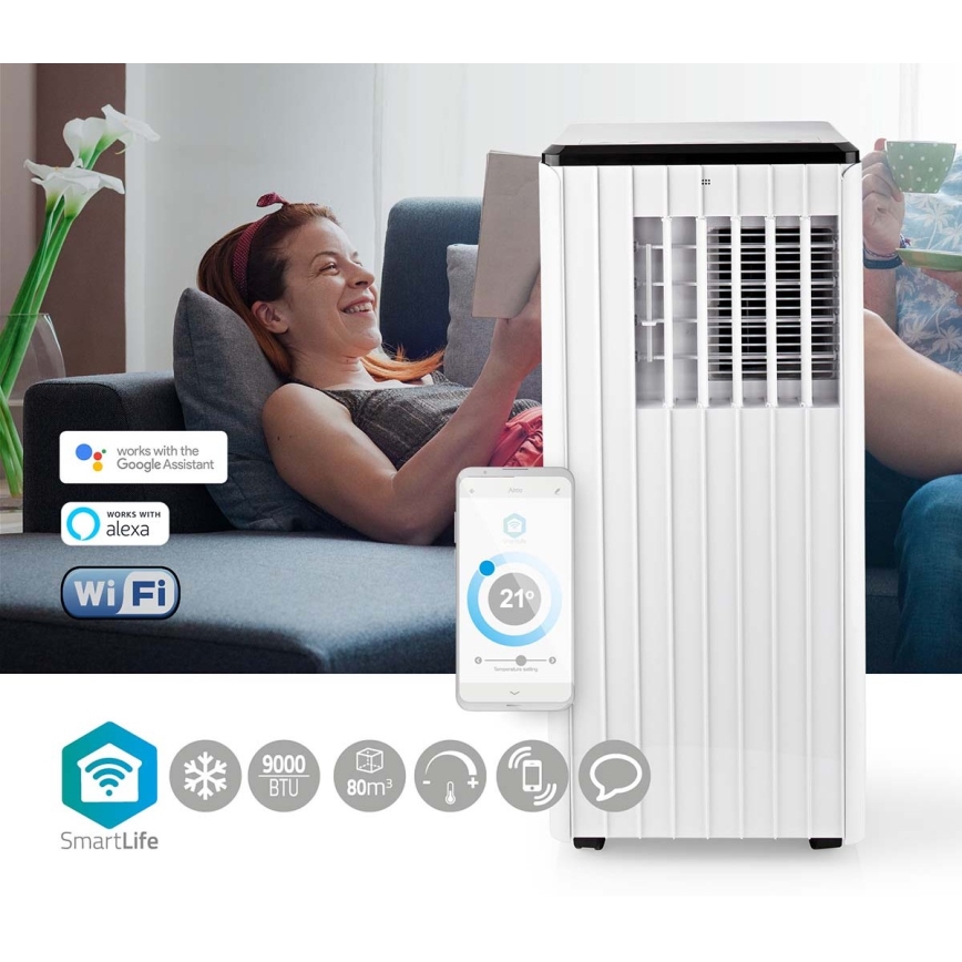 Mobile Smart-Klimaanlage 3in1 mit komplettem Zubehör 1010W/230V 9000 BTU Wi-Fi + Fernbedienung