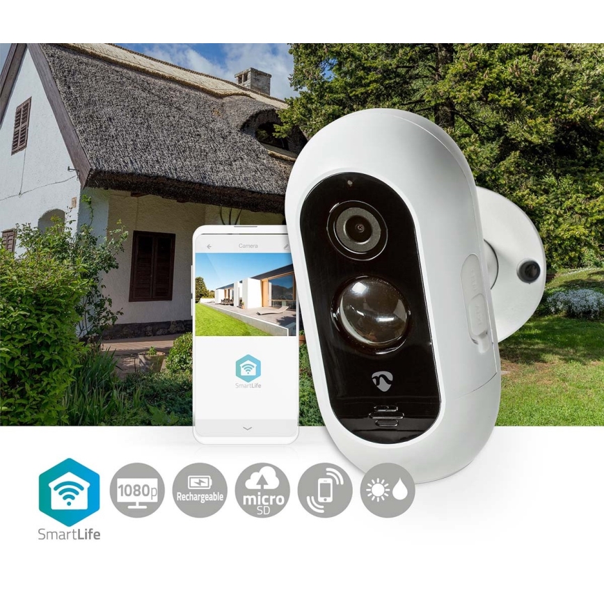 Intelligente wiederaufladbare IP-Kamera für den Außenbereich mit PIR-Sensor Full HD 1080p 5V/5200mAh WLAN IP65