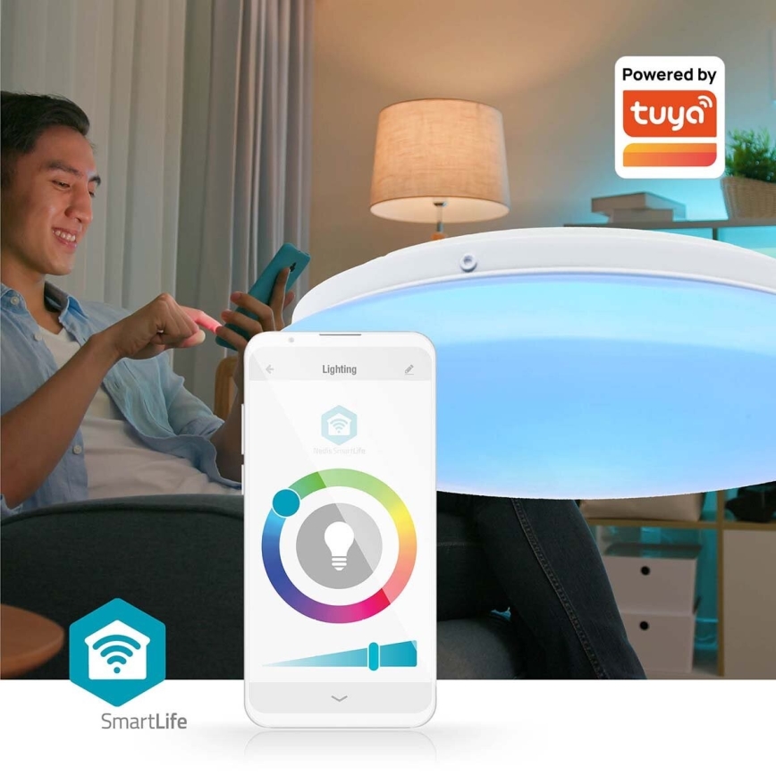 Dimmbare LED-RGBW-Deckenleuchte für Badezimmer SmartLife LED/18W/230V 2700-6500K IP44 Wi-Fi Tuya