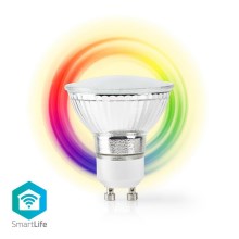 Nedis WIFILC10CRGU10 - Smart Glühbirne mit Dimmer LED RGB GU10/5W/230V
