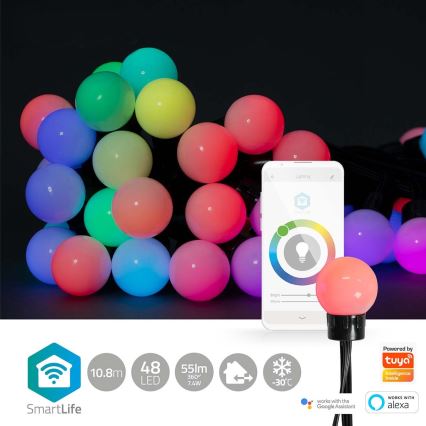 LED-RGB-Kette 48xLED 13,8m IP65 WLAN Tuya