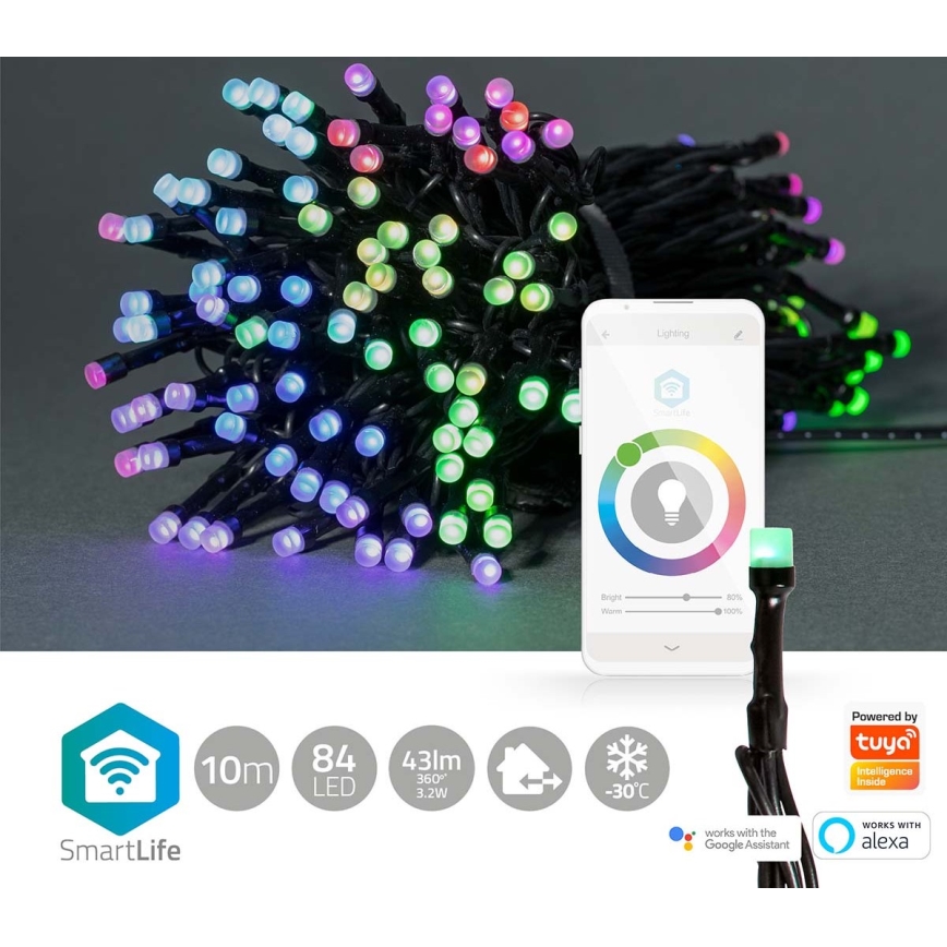 LED RGB Außen-Weihnachtslichterkette 84xLED/8 Funktionen 13m IP65 Wi-Fi Tuya