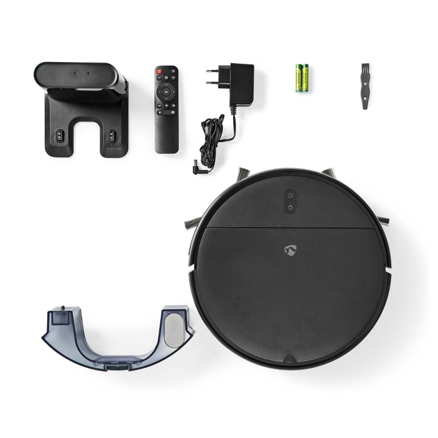 Intelligenter Saugroboter mit Wischfunktion 28W/2500 mAh WLAN Schwarz + Fernbedienung