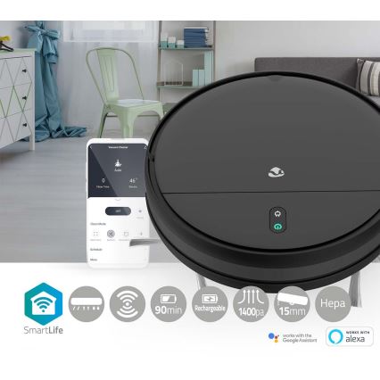 Smart Staubsaugerroboter Wi-Fi schwarz + Fernbedienung