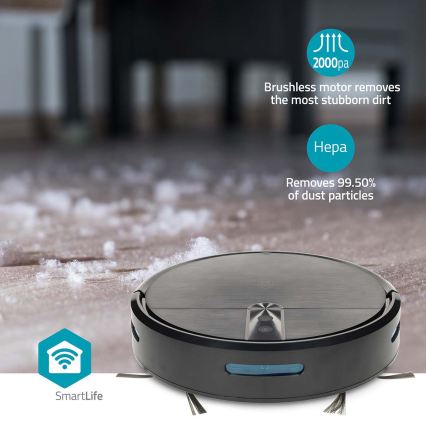 Intelligenter Roboter-Staubsauger mit Wischfunktion SmartLife 2600 mAh Wi-Fi Tuya schwarz + Fernbedienung
