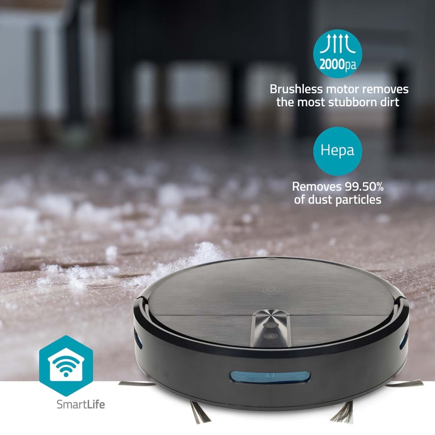 Intelligenter Roboter-Staubsauger mit Wischfunktion SmartLife 2600 mAh Wi-Fi Tuya schwarz + Fernbedienung