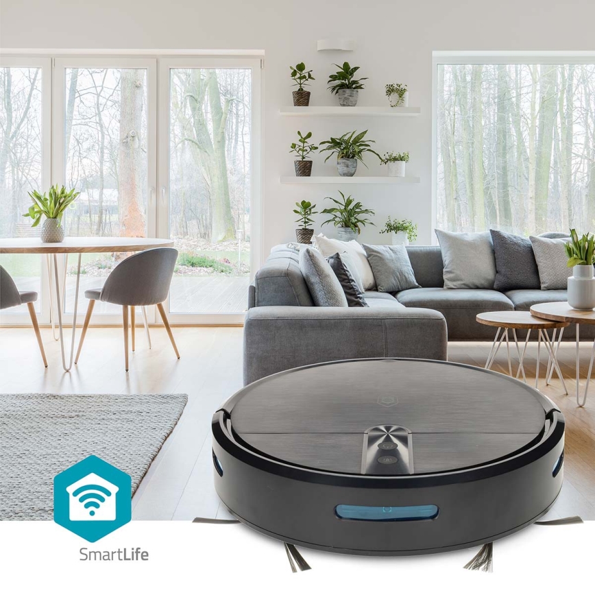Intelligenter Roboter-Staubsauger mit Wischfunktion SmartLife 2600 mAh Wi-Fi Tuya schwarz + Fernbedienung