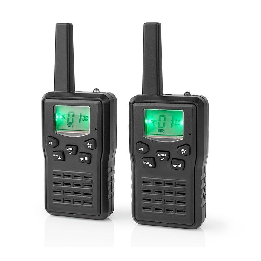 SET 2x Aufladbares Walkie-Talkie mit LED-Licht 1300 mAh Bereich 10 km