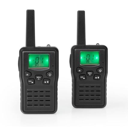 SET 2x Aufladbares Walkie-Talkie mit LED-Licht 1300 mAh Bereich 10 km