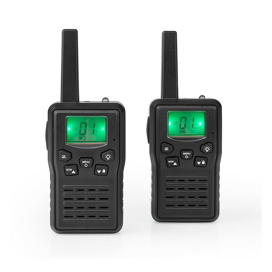 SET 2x Aufladbares Walkie-Talkie mit LED-Licht 1300 mAh Bereich 10 km