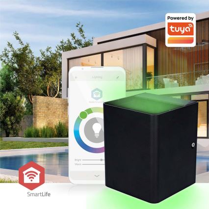LED RGBW dimmbare Außenwandleuchte SmartLife LED/12W/230V IP65 Wi-Fi Tuya schwarz