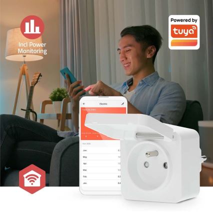 Smart-Steckdose Smartlife 3680W/230V/ Type E/16A Wi-Fi Tuya IP44