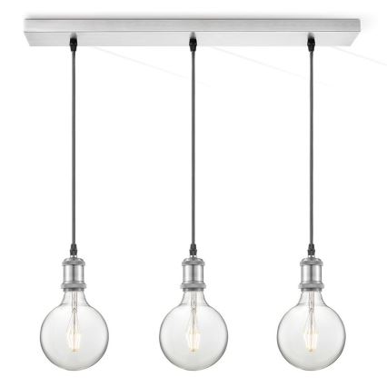 Netzkabel VINTAGE 3xE27/40W/230V mattchrom