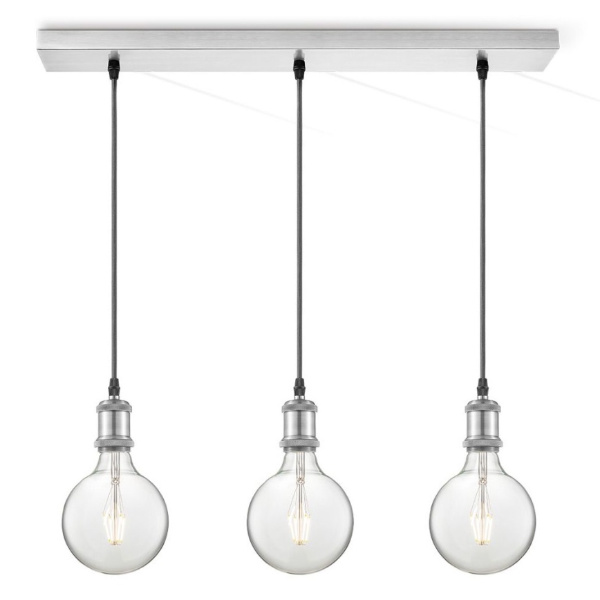 Netzkabel VINTAGE 3xE27/40W/230V mattchrom