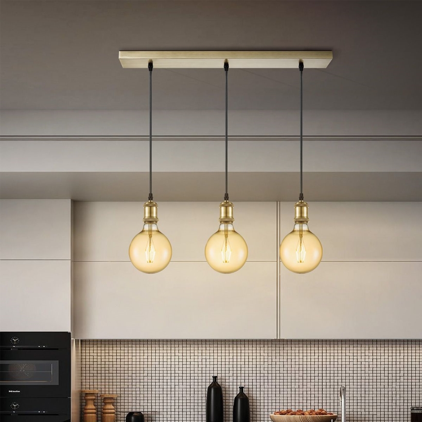 Netzkabel VINTAGE 3xE27/40W/230V Messing