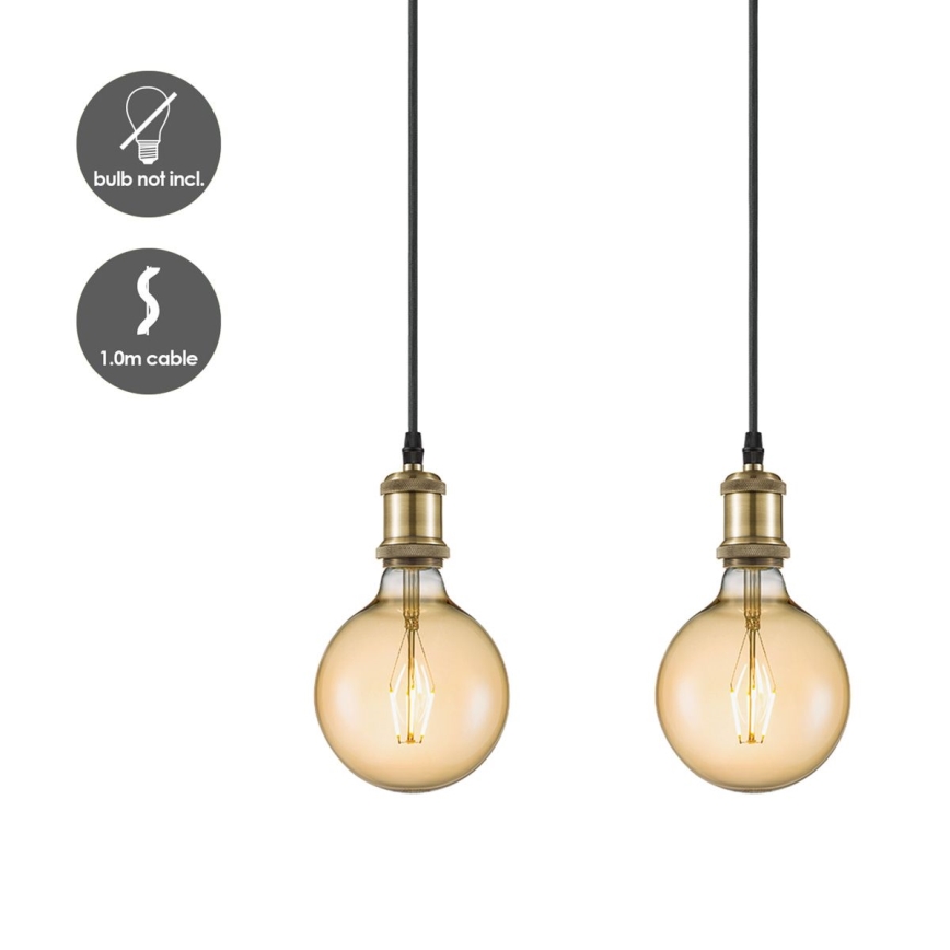 Netzkabel VINTAGE 3xE27/40W/230V Messing