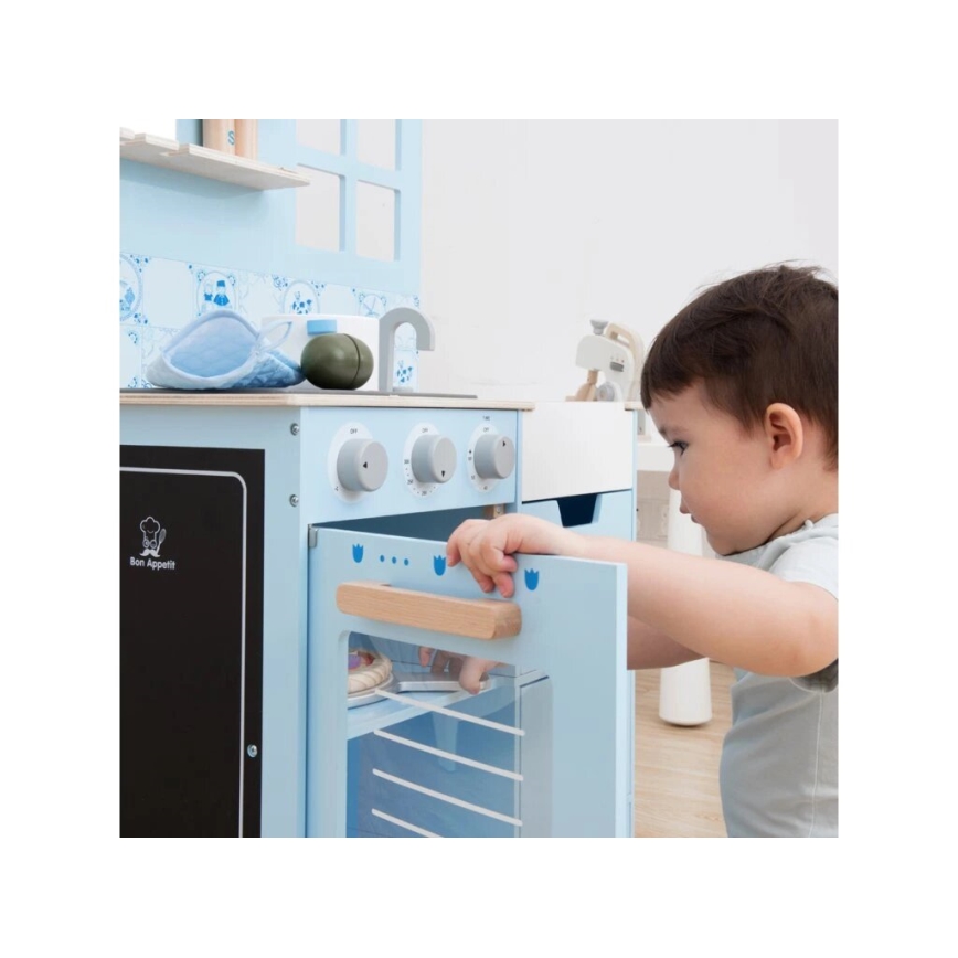 New Classic Toys - Küche aus Holz mit Zubehör blau