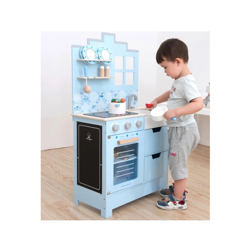 New Classic Toys - Küche aus Holz mit Zubehör blau