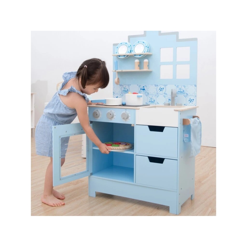New Classic Toys - Küche aus Holz mit Zubehör blau