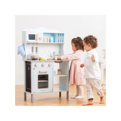 New Classic Toys - Küche aus Holz mit Zubehör hellblau