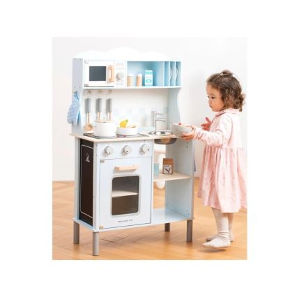 New Classic Toys - Küche aus Holz mit Zubehör hellblau