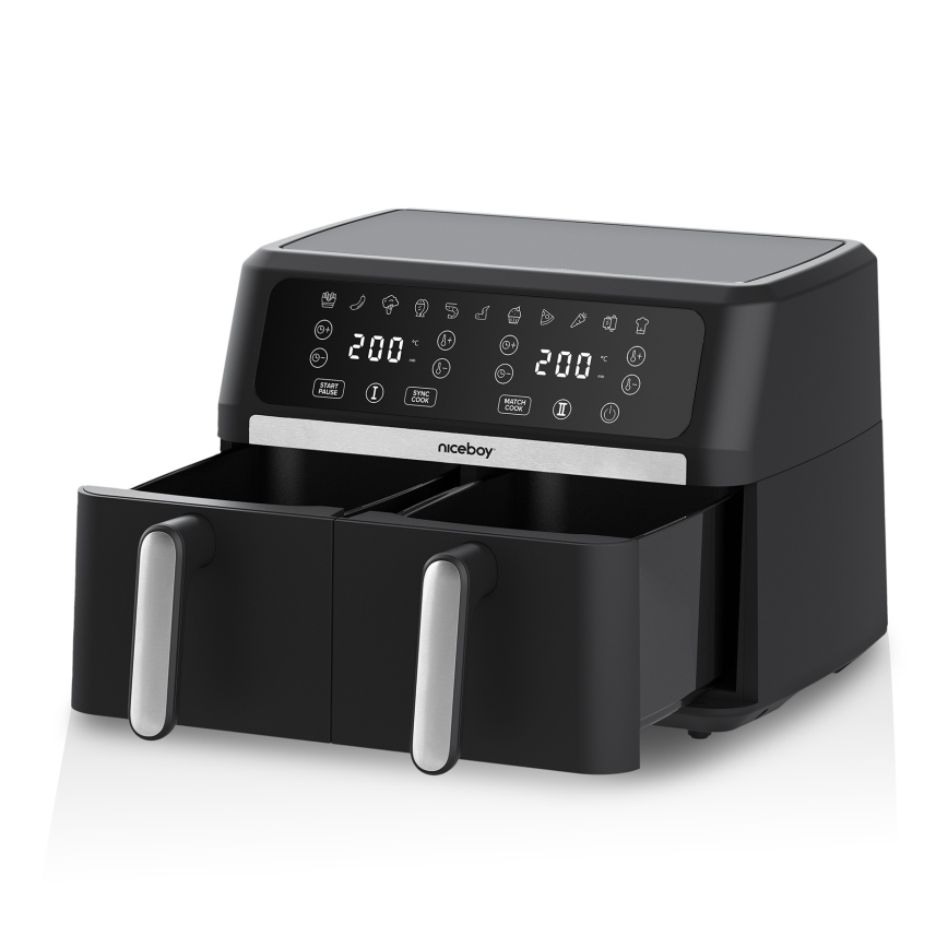 Niceboy AirFryer DUO - Duale Heißluftfritteuse 9 l 2400W/230V